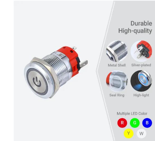 19mm 3a trykknapkontakt